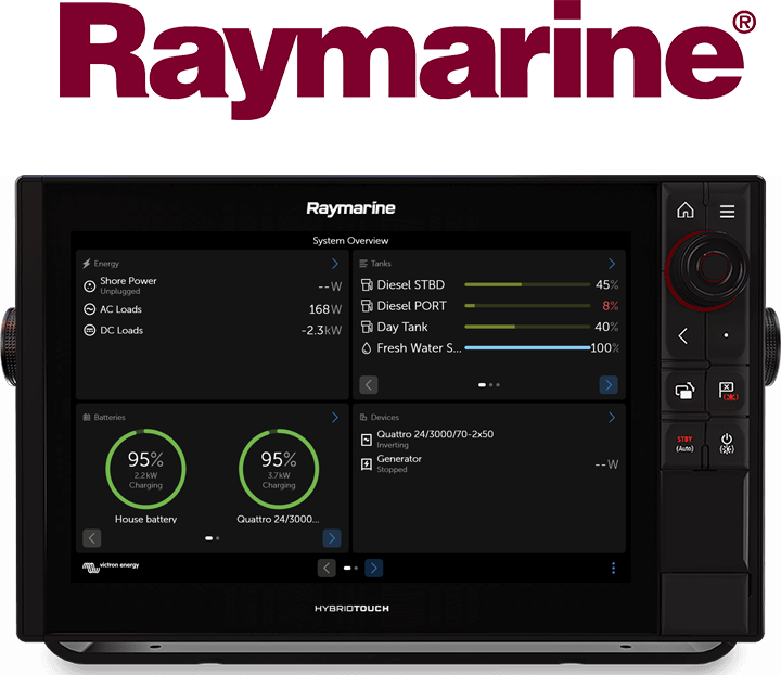 Integrasjon av GX-enheter til en marin multifunksjonell skjerm - Raymarine